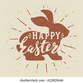 vector easter poster with cute banny and text