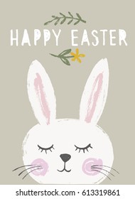 vector easter poster with cute banny and text