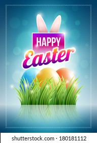 Vector Easter poster design template. Elements are layered separately in vector file. EPS10 file. Transparency shapes used.