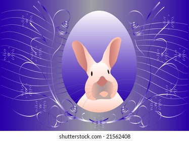 vector - easter  rabbit  with floral elements