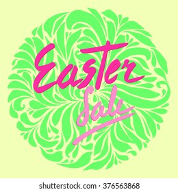 Vector easter sale with hand created frame design. Easter sale flyer, invitation