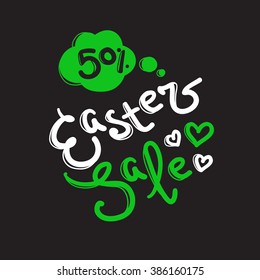 Vector Easter sale label design template with trendy lettering