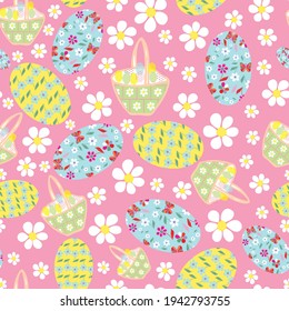 Vector Easter seamless pattern background. Suitable for fabric, backdrop, gift wrap, invitation card, event and other design projects. 