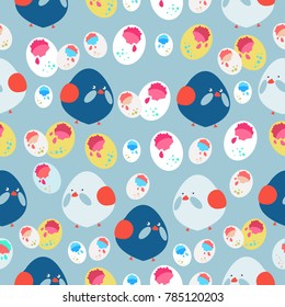 Vector Easter seamless pattern with broken painted eggs and birds, can be used for textiles,cards,wallpapers and any creative design