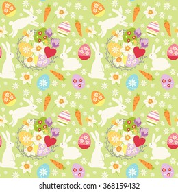 vector easter seamless pattern. It can be used for card, postcard, cover, invitation, easter card, fabric, wrapping paper, wallpaper