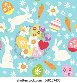 vector easter seamless pattern. It can be used for card, postcard, cover, invitation, easter card, fabric, wrapping paper, wallpaper