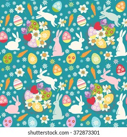 vector easter seamless pattern. It can be used for card, postcard, cover, invitation, easter card, fabric, wrapping paper, wallpaper