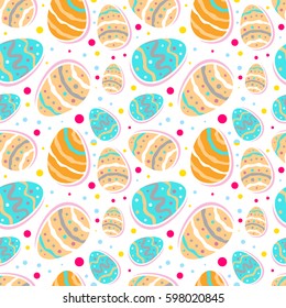 Vector Easter Seamless Pattern. Colorful Eggs Background