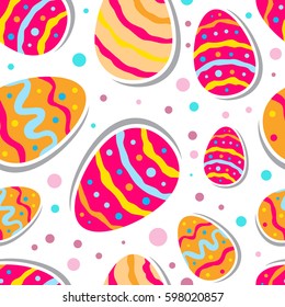 Vector Easter Seamless Pattern. Colorful Eggs Background