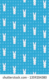Vector Easter seamless pattern with cookie eggs and rabbits, blue scooter background. Perfect for holiday invitation.