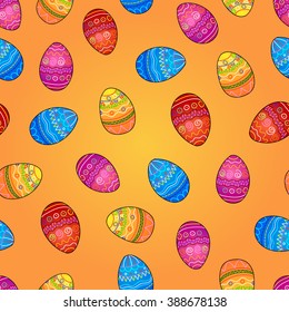 Vector easter seamless pattern with eggs. Perfect for wallpaper, gift paper, pattern fills, web page background, spring and Easter greeting cards