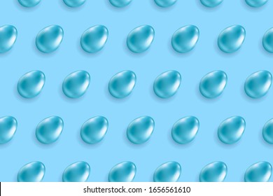 Vector Easter seamless pattern. Minimalistic repeating pattern witn blue eggs. Abstract monochrome background.