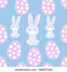 vector of Easter seamless pattern with rabbits and easter eggs