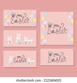 Vector easter spring cliparts greeting posters collection. Bundle for sale banners, posters, greeting cards, party invitations