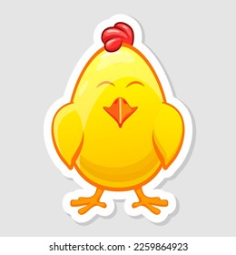 Vector Easter sticker, yellow Easter Chick