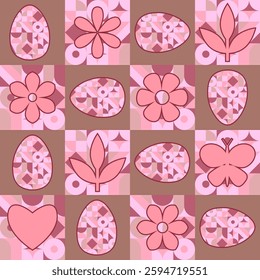 Vector Easter symbols seamless pattern.