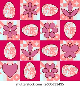 Vector Easter symbols seamless pattern.