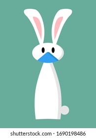 Vector easter white bunny with mask isolated