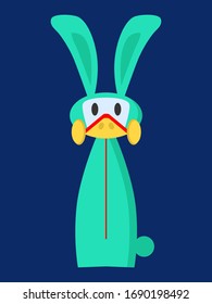 Vector easter white bunny with mask and protective suit isolated