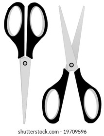 Vector, easy to edit scissors. Opening and closing them is really simple, just rotate the grouped elements.