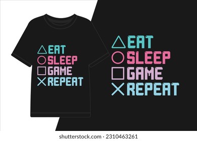 Vector fressen Schlaf-Gaming wiederholen Gaming-T-Shirt-Design, Gaming-Shirt-Design.