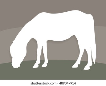 Vector Eating Shetland Pony Silhouette Cut Out Paper