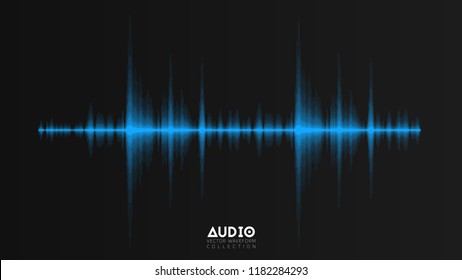 Vector echo audio wavefrom. Abstract music waves oscillation. Futuristic sound wave visualization. Synthetic music technology sample. Tune print with blurred bars
