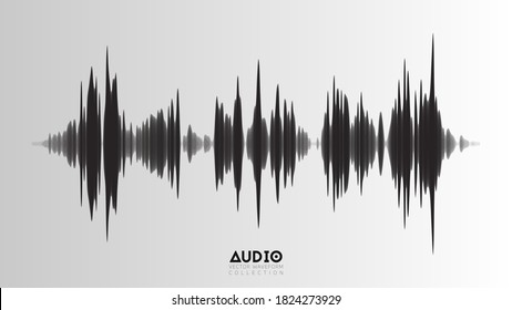 Vector echo audio wavefrom. Abstract music waves oscillation. Futuristic sound wave visualization. Synthetic music technology sample. Tune print with bars.