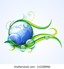 vector eco background with earth and water droplets