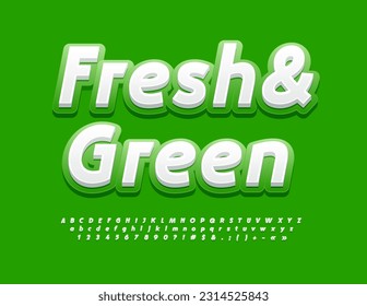 Vector eco badge Fresh and Green with modern Font. Stylish Alphabet Letters, Numbers and Symbols set