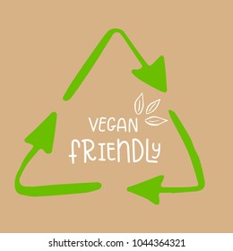 Vector eco badge or tag, bio green logo. Vegan sign for cafe, restaurants, products packaging. Hand drawn leaves, branches, plant elements with lettering. Organic design template.