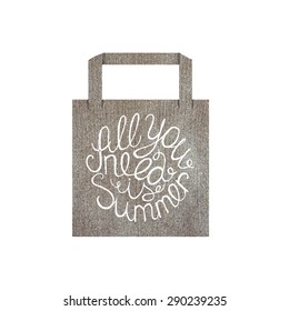 Vector eco bag mock up template with lettering element isolated on white. All you need is summer