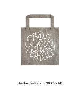 Vector eco bag mock up template with lettering element isolated on white. Thank you very much