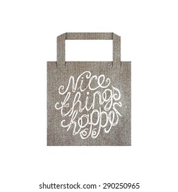 Vector eco bag mock up template with lettering element isolated on white. Nice things happen.