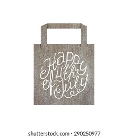 Vector eco bag mock up template with lettering element isolated on white. Happy 4th of July