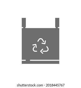Vector eco bag, recycling waste gray icon.