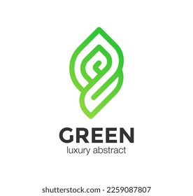 vector eco bio green abstract logo icon. linear style
