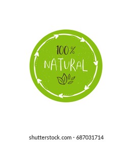 Vector eco, bio green logo or sign. Vegan, raw, healthy food badge, tag for cafe, restaurants, products packaging. Hand drawn plant elements with lettering. Organic design template.