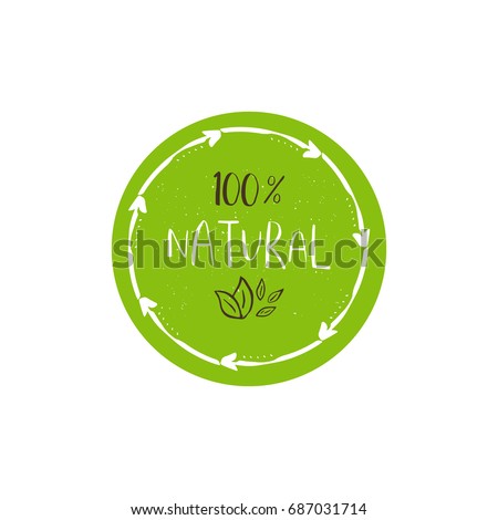 Vector eco, bio green logo or sign. Vegan, raw, healthy food badge, tag for cafe, restaurants, products packaging. Hand drawn plant elements with lettering. Organic design template.