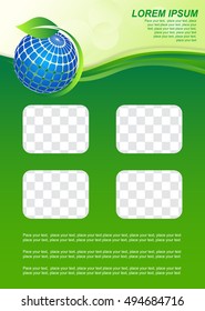 Vector eco brochure, poster, magazine cover template. Environment design.