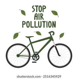 Vector eco concept art with bicycle. Stop air pollution 