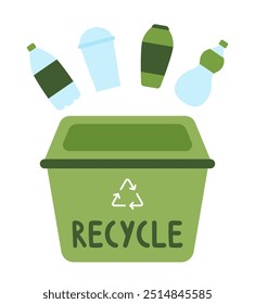Arte de concepto ecológico de Vector con contenedor de reciclaje