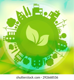 Vector eco concept of cartoon green town