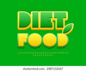 Vector eco concept Diet Food. Unique Green Font. Modern Alphabet Letters and Numbers set.