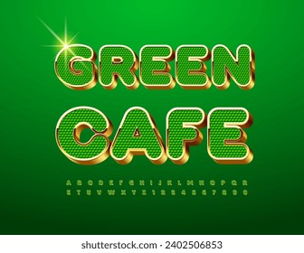 Vector Eco Concept Green Cafe. Trendy Chic Font. Elite Alphabet Letters, Numbers and Symbols set.