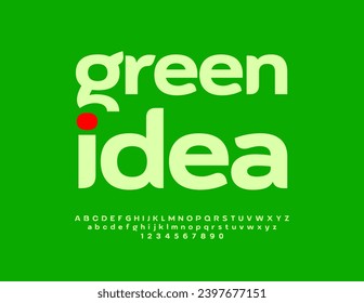 Vector eco concept Green Idea with creative Alphabet Letters and Numbers set. Modern trendy Font