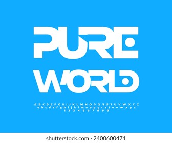 Vector eco concept Pure World. White abstract Font. Unique set of Alphabet Letters and Numbers.
