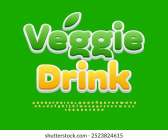 Vector eco concept Veggie Drink. Modern Cute Font. Creative Alphabet Letters and Numbers set.