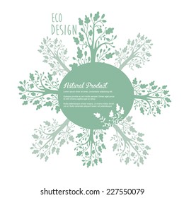 Vector eco design with floral drawing elements. 