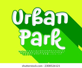 Vector eco Emblem Urban Park. Funny 3D creative Font. Handwritten Alphabet Letters, Numbers and Symbols set with Shadow